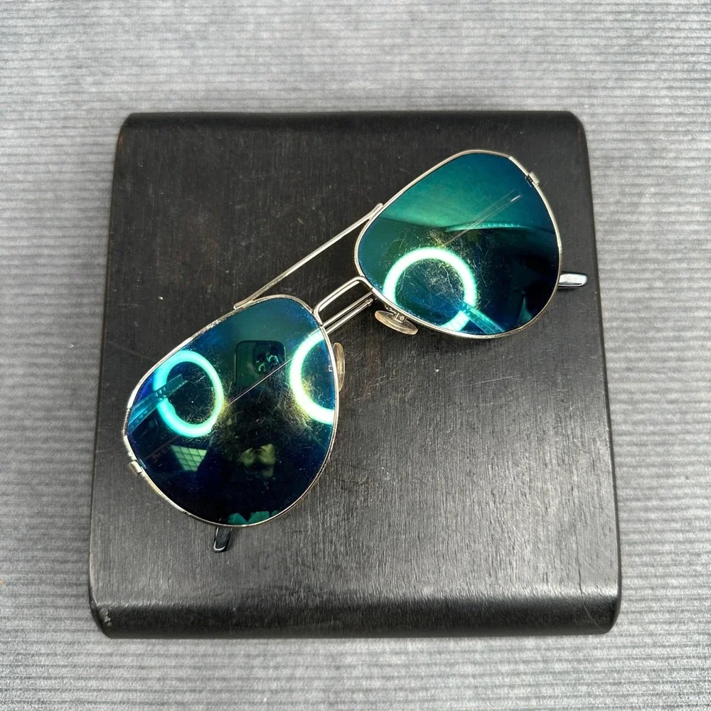 Marc Jacobs Gold Aviator Y2K Sunglasses Blue Green Mirror Lens 050561-907 Italy